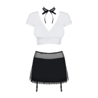 Еротичний костюм секретарки Obsessive Secretary suit 5pcs black S/M, чорно-білий, топ, спідниця, стр — Переглянути зображення 5