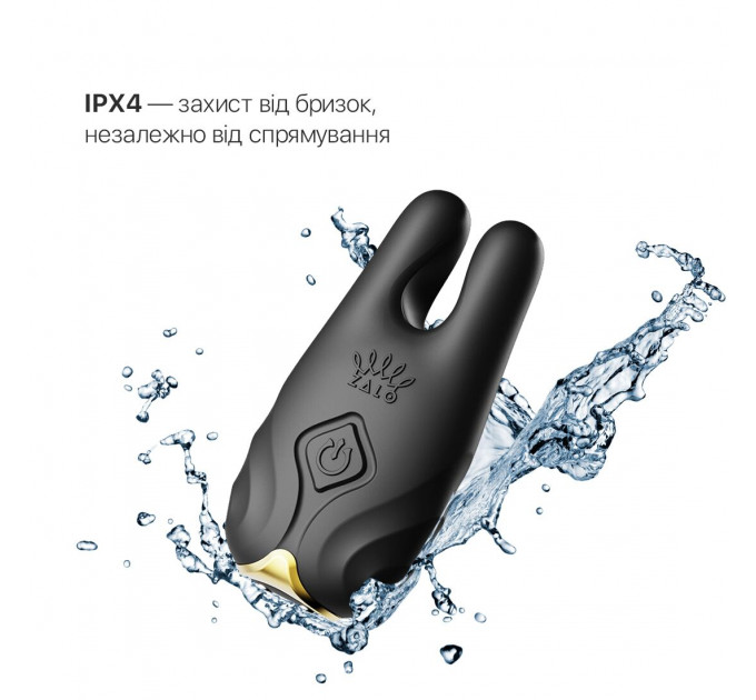 Смарт-вібратор для грудей Zalo - Nave Obsidian Black, пульт ДК, робота через додаток