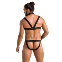 Комплект чоловічої білизни з кріпленнями Passion 043 JACOB L/XL Black, труси, шлейки — Переглянути зображення 4