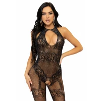 Бодістокінг Leg Avenue Rhinestone Lace and Net Bodystocking OS Black — Переглянути зображення 1