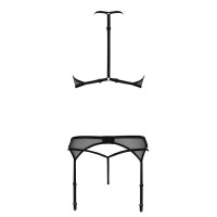 Комплект белья Passion SATARA SET L/XL black, топ, пояс для чулок, стринги
