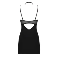 Сорочка Obsessive Selinne chemise &amp; thong XL/2XL Black, стрінги, подвійні бретелі — Переглянути зображення 4