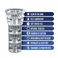 Мастурбатор Blush Rize – Luz Glow in the Dark Masturbator – Clear, всмоктування, світиться в темряві