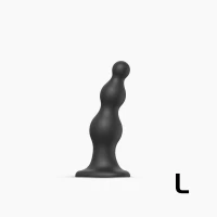 Насадка для страпона Strap-On-Me Dildo Plug Beads Black L — Переглянути зображення 1
