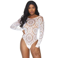 Еротичне боді-бодістокінг Leg Avenue Snap crotch thong back teddy White S/M — Переглянути зображення 1