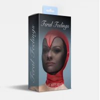 Маска серце сітка із повністю закритим обличчям Feral Feelings - Hearts Mask Red/Black — Переглянути зображення 2