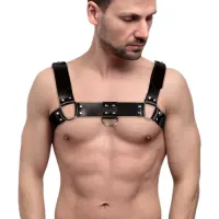 Чоловіча портупея на груди з натуральної шкіри Feral Feelings - Bulldog Harness Black — Переглянути зображення 1