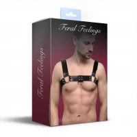 Чоловіча портупея на груди з натуральної шкіри Feral Feelings - Bulldog Harness Black — Переглянути зображення 3
