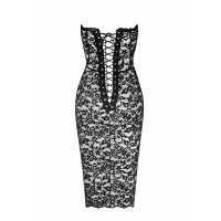 Сукня Noir Handmade F301 Catalyst, L, black, міді, мереживо, відкриті плечі, шнурівка на спині — Переглянути зображення 6