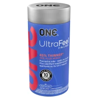 Презервативи ONE Ultra Feel, ультратонкі, з додатковою змазкою, 10 шт, подарункове паковання-тубус — Переглянути зображення 1