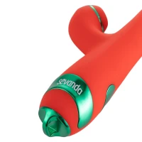 Вібратор-кролик з пульсацією та флогером LOCKINK SEVANDA Whip Vibrating Massage Wand, червоно-зелений — Переглянути зображення 2