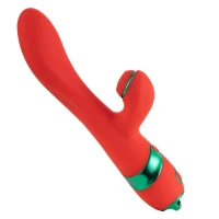 Вібратор-кролик з пульсацією та флогером LOCKINK SEVANDA Whip Vibrating Massage Wand, червоно-зелений — Переглянути зображення 6