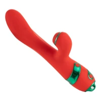 Вібратор-кролик з пульсацією та флогером LOCKINK SEVANDA Whip Vibrating Massage Wand, червоно-зелений — Переглянути зображення 5
