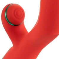 Вібратор-кролик з пульсацією та флогером LOCKINK SEVANDA Whip Vibrating Massage Wand, червоно-зелений — Переглянути зображення 7