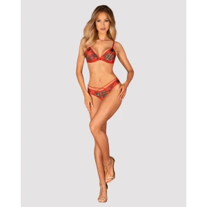 Комплект Obsessive Ms Merrilo 2-pcs set, M/L, мягкий бюстгальтер и трусики с доступом и с помпоном