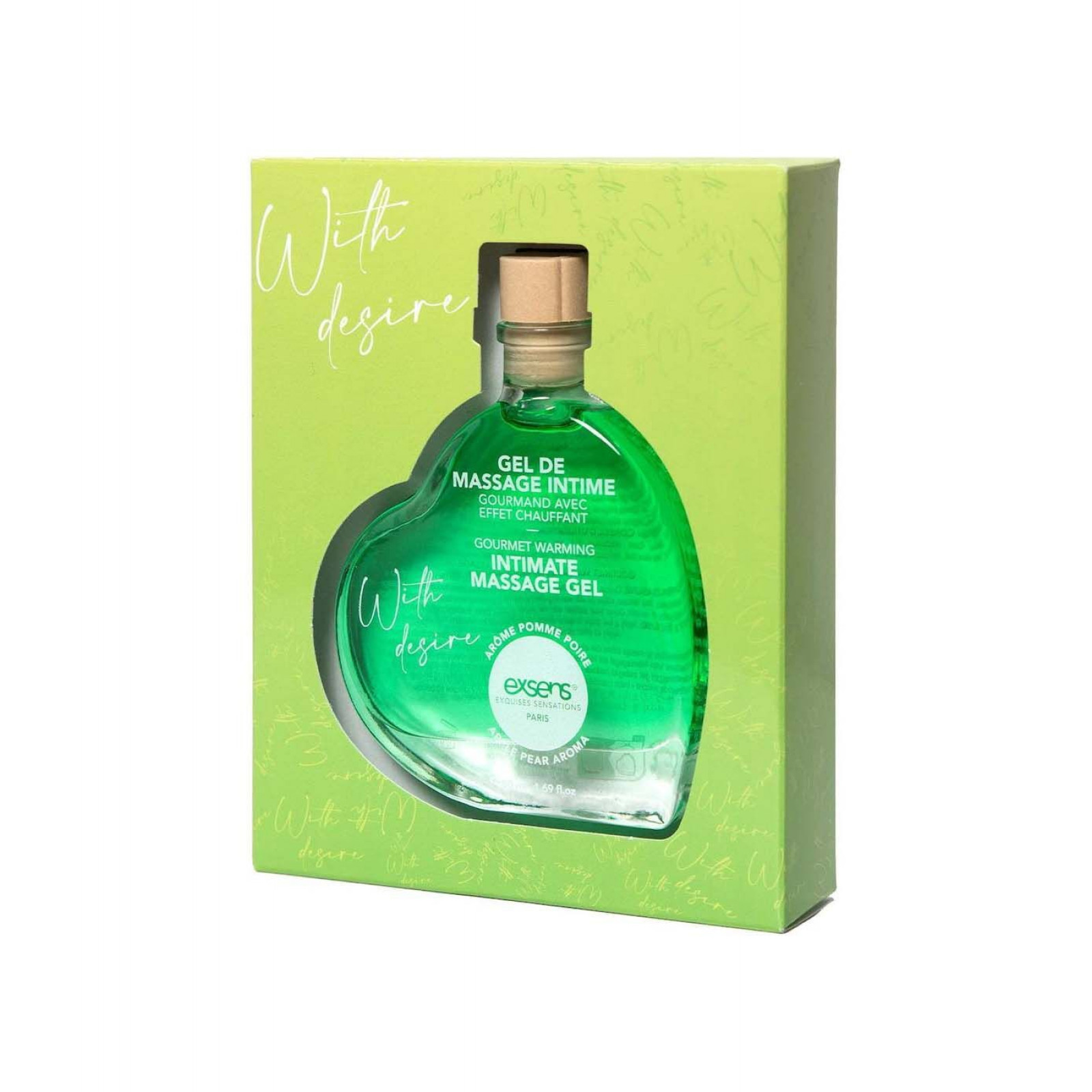 Массажный гель EXSENS With Desire Apple Pear 50 мл разогревающий, без сахара, съедобный