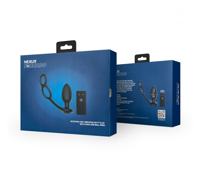 Анальная вибропробка Nexus Tornado Cock and Ball Ring вращение+вибрация, эрекционное кольцо, пульт