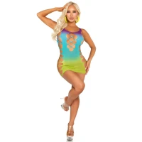 Сукня Leg Avenue Seamless Ombre Faux Lace Up Mini Dress One Size Ocean — Переглянути зображення 4
