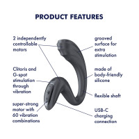 Вагінально-кліторальний вібратор Satisfyer G for Goddess 3 Dark Grey, 2 мотори — Переглянути зображення 5