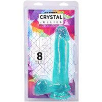 Фалоімітатор Doc Johnson Crystal Jellies - 8 Inch Realistic Cock with Balls- Teal — Переглянути зображення 4