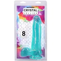 Фалоімітатор Doc Johnson Crystal Jellies - 8 Inch Realistic Cock with Balls- Teal — Просмотреть изображение 4