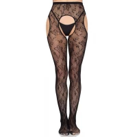 Колготки Leg Avenue Bloom Net Suspender Tights One Size Black — Переглянути зображення 4