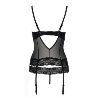 Корсет с открытой грудью Passion Exclusive NORTH CORSET XXL/XXXL, black, пажи, трусики, шнуровка