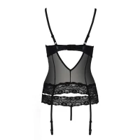 Корсет з відкритими грудьми Passion Exclusive NORTH CORSET XXL/XXXL, black, пажі, трусики, шнурівка — Переглянути зображення 6