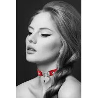 Чокер з замочком-сердечком Bijoux Pour Toi - HEART LOCK Red, екошкіра — Просмотреть изображение 1