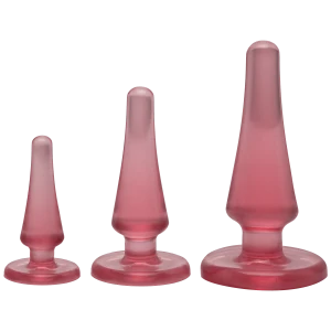 Набір анальних пробок Doc Johnson Crystal Jellies - Pink, макс. діаметр 2см - 3 см - 4 см