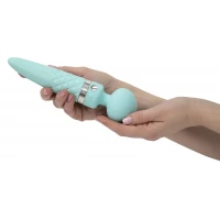 Вібромасажер 2в1 PILLOW TALK - Sultry Teal, класичний масажер і вібратор з ротацією, підігрів — Переглянути зображення 5