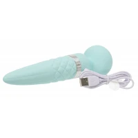 Вібромасажер 2в1 PILLOW TALK - Sultry Teal, класичний масажер і вібратор з ротацією, підігрів — Переглянути зображення 2
