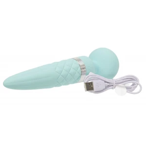 Вібромасажер 2в1 PILLOW TALK - Sultry Teal, класичний масажер і вібратор з ротацією, підігрів