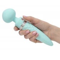 Вібромасажер 2в1 PILLOW TALK - Sultry Teal, класичний масажер і вібратор з ротацією, підігрів — Переглянути зображення 4