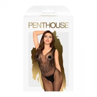 Бодістокінг з візерунком у вигляді крил та метелика Penthouse - Wild catch black XL — Переглянути зображення 3