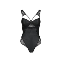 Боді з еко-шкіри та мережива Passion LOONA BODY XXL/XXXL, black — Переглянути зображення 3