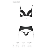 Комплект з екошкіри Passion MILEY SET L/XL, black, трусики, бюстгальтер, пояс для панчіх — Просмотреть изображение 5