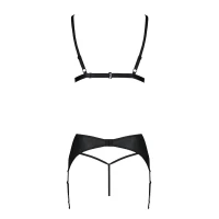 Комплект з екошкіри Passion MILEY SET L/XL, black, трусики, бюстгальтер, пояс для панчіх — Просмотреть изображение 4