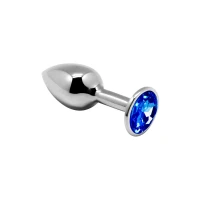 Металева анальна пробка з кристалом Alive Mini Metal Butt Plug Blue S — Переглянути зображення 1