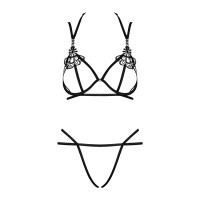 Еротичний комплект зі стреп Obsessive Badossa 2-pcs set L/XL, чорний, з доступом