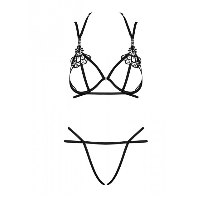 Еротичний комплект зі стреп Obsessive Badossa 2-pcs set L/XL, чорний, з доступом