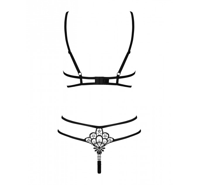 Еротичний комплект зі стреп Obsessive Badossa 2-pcs set L/XL, чорний, з доступом