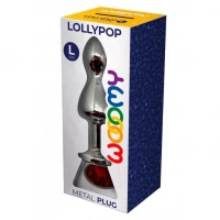 Металева анальна пробка Wooomy Lollypop Double Ball Metal Plug Red L діаметр 3,5 см, довжина 10,5 см — Просмотреть изображение 3