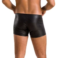 Чоловічі шкіряні боксери з блискавками Passion 049 SHORT MATT L/XL Black — Переглянути зображення 2