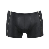 Чоловічі шкіряні боксери з блискавками Passion 049 SHORT MATT L/XL Black