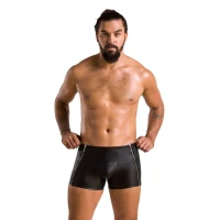 Чоловічі шкіряні боксери з блискавками Passion 049 SHORT MATT L/XL Black — Переглянути зображення 3