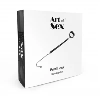 Анальний гак 2 із нашийником з натуральної шкіри Art of Sex - Anal hook, Чорний — Переглянути зображення 5
