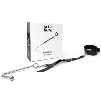 Анальний гак 2 із нашийником з натуральної шкіри Art of Sex - Anal hook, Чорний — Переглянути зображення 2