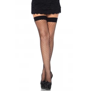 Панчохи-сітка Leg Avenue Fishnet Thigh Highs Plus size, Black, класична сітка