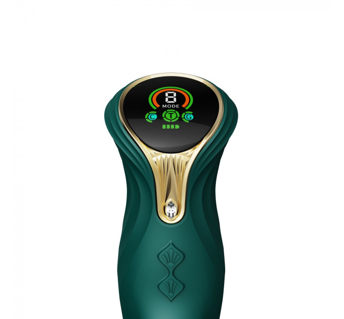 Пульсатор-кролик з вібрацією Zalo Mose Turquoise Green, нагрівання до 42°, кристал Swarovski